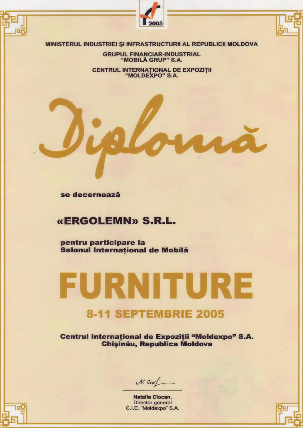 certificat mobila Chisinau Ergolemn