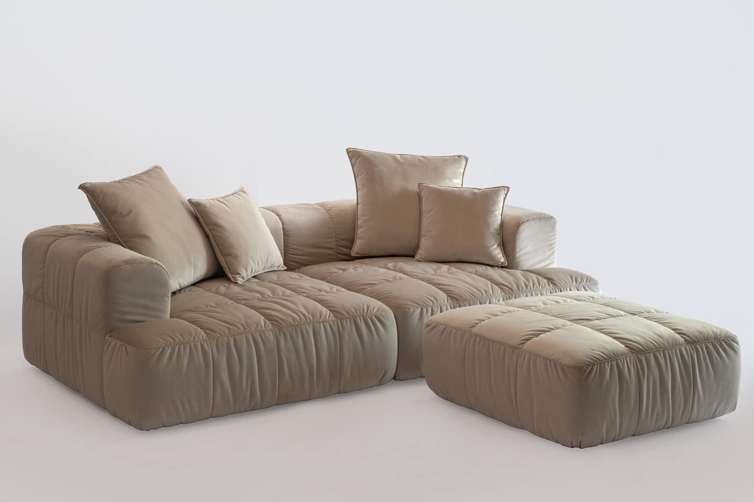 Canapea Club 3 cu puf în stofă bej