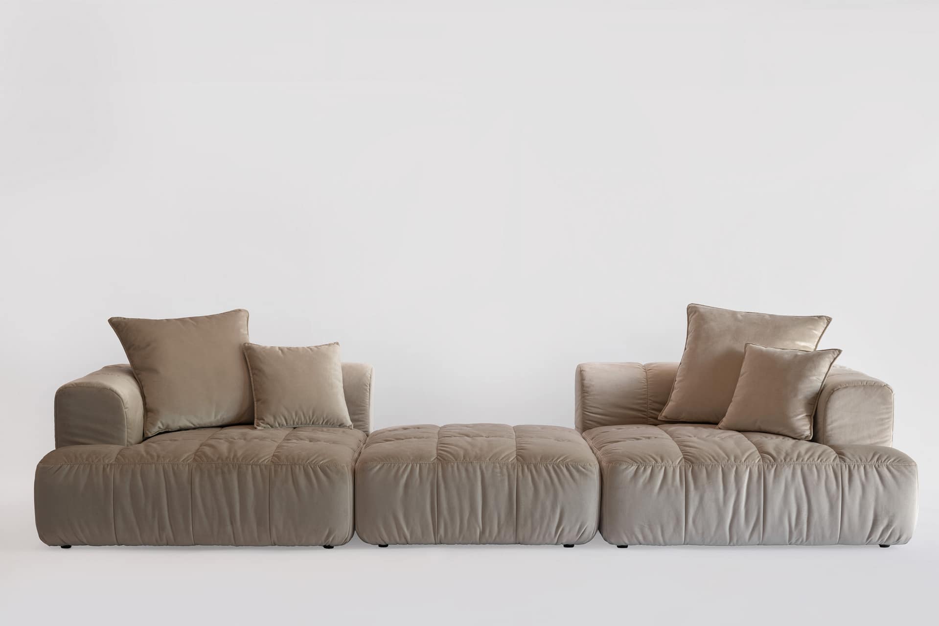 Canapea Club 3 cu puf în stofă bej