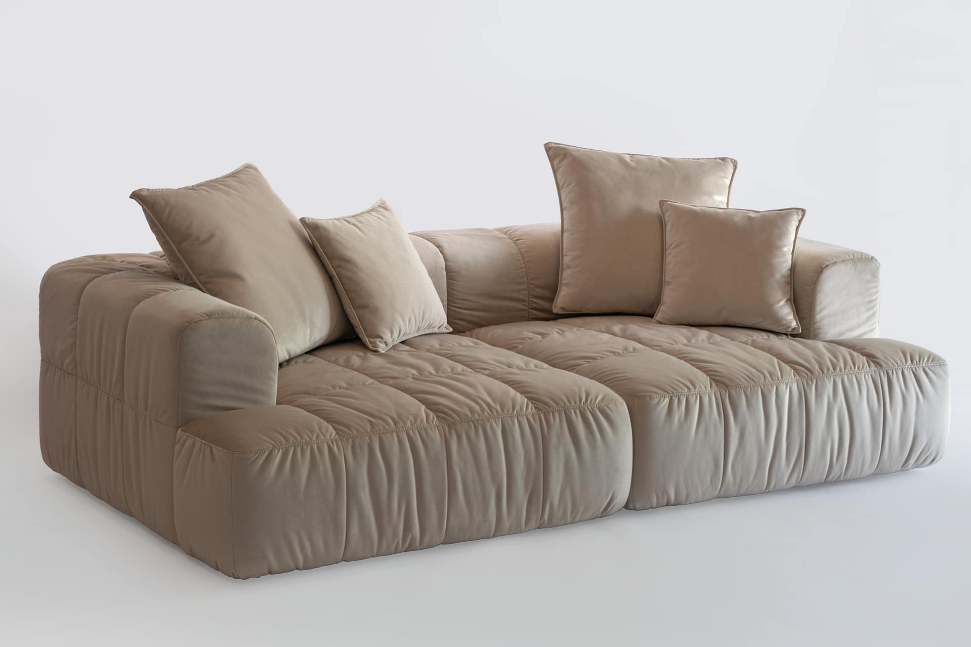 Canapea Club 3 cu puf în stofă bej