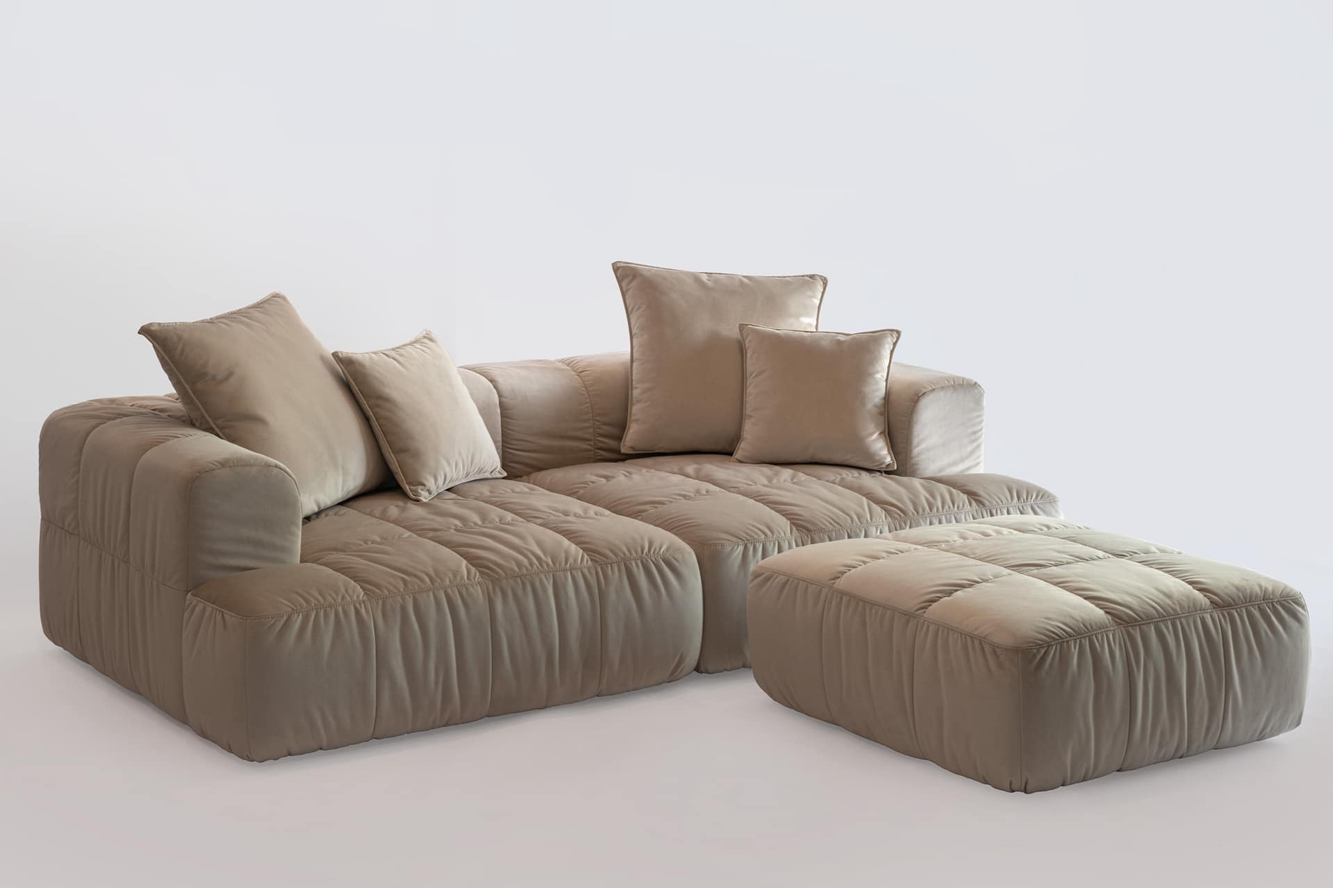 Canapea Club 3 cu puf în stofă bej