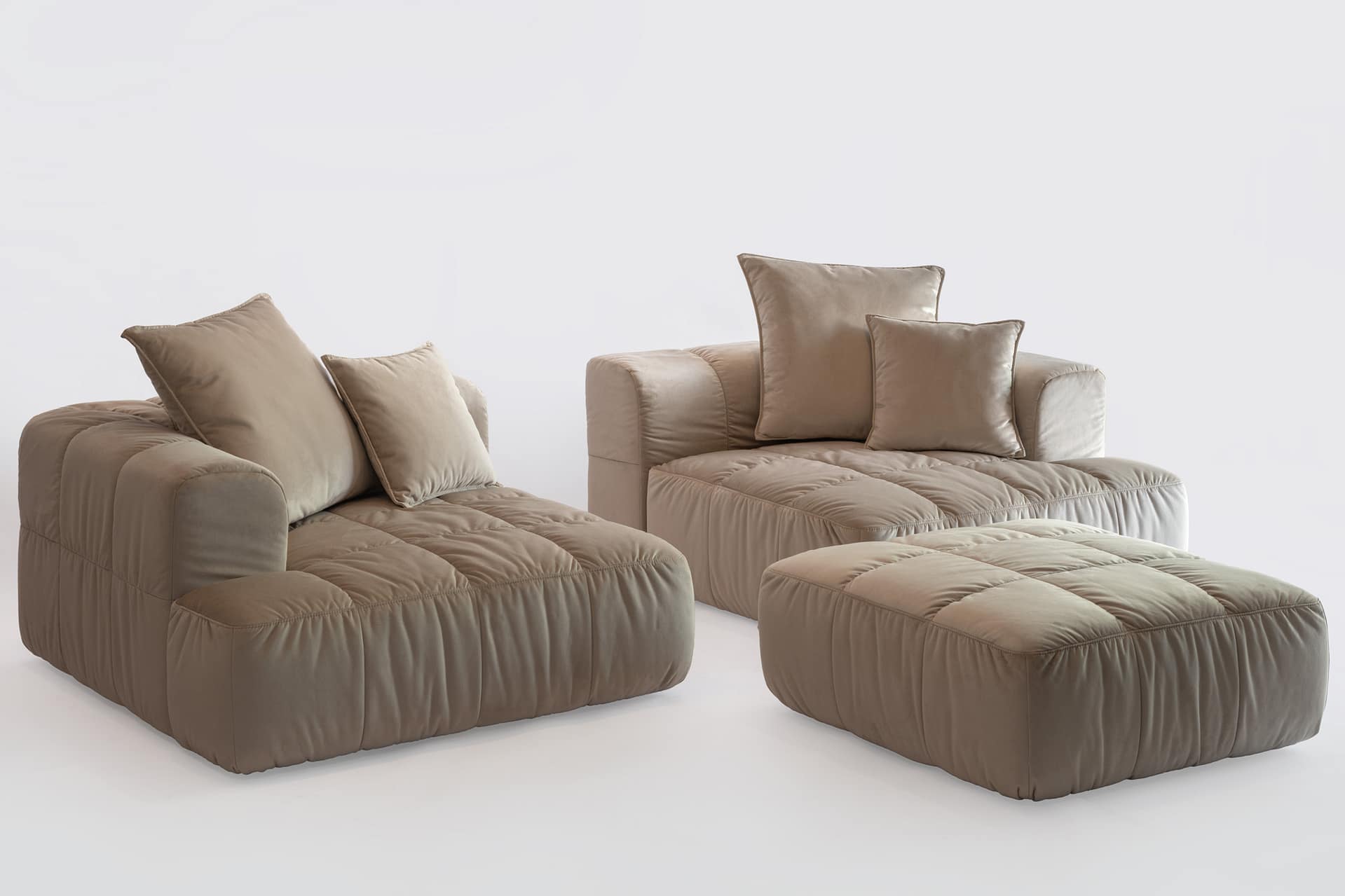 Canapea Club 3 cu puf în stofă bej