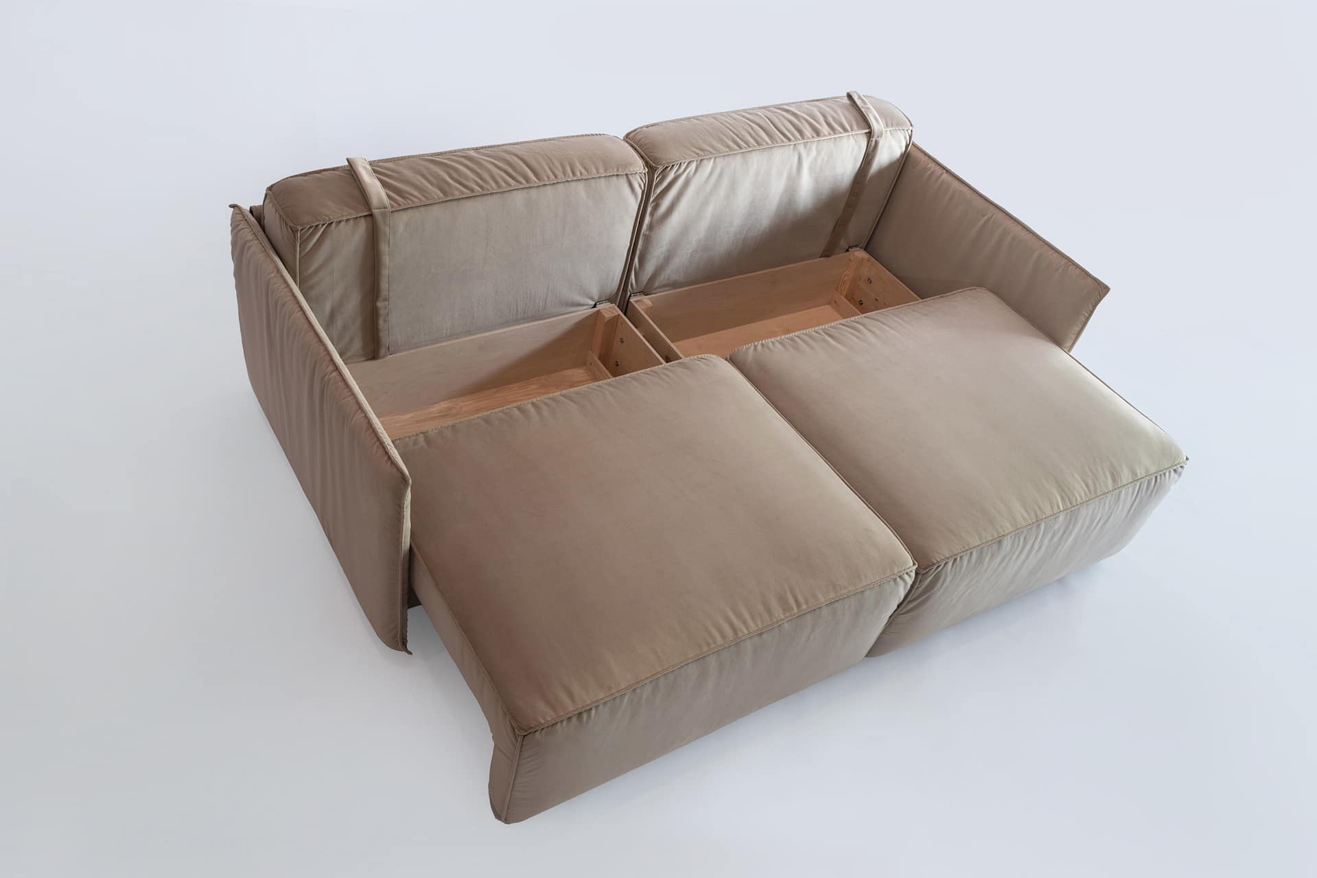 Canapea Montbell S extinsă în poziție de pat, modul complet deschi