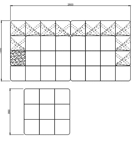Canapea Club 3 cu puf schita