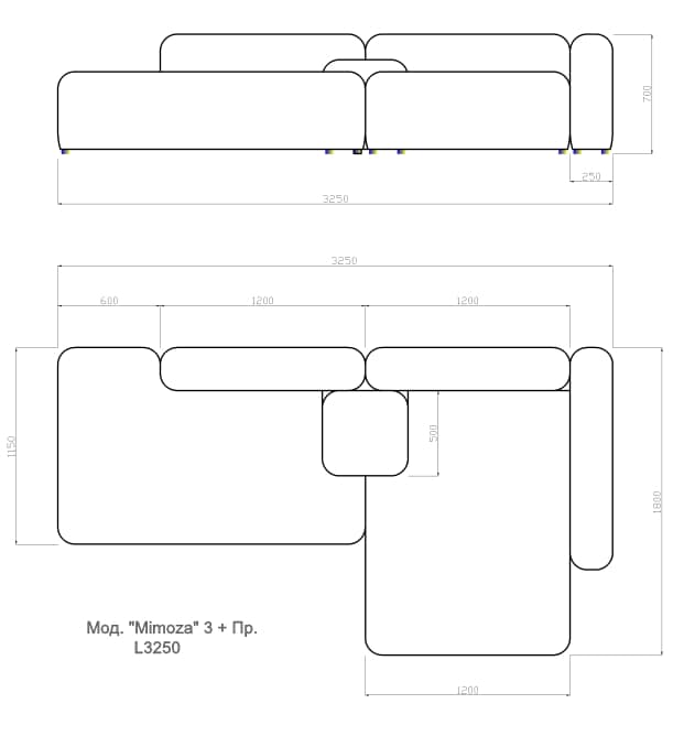 canapea mimoza schita