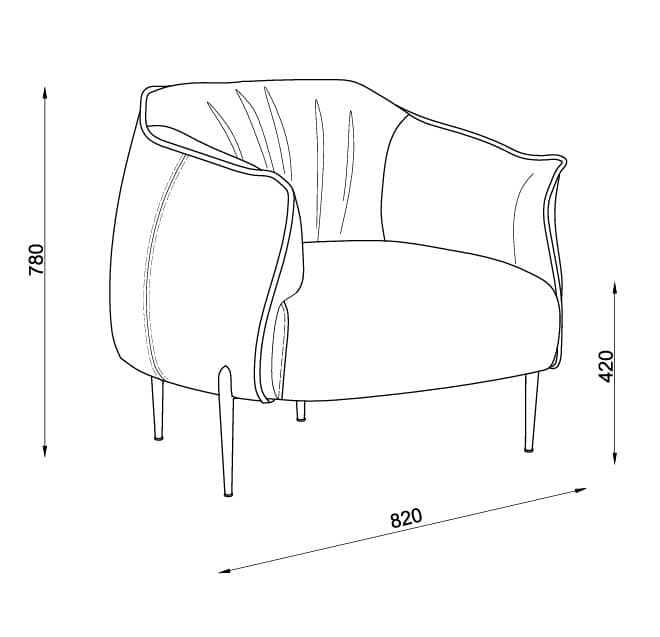 Fotoliu Flou schema cu dimensiuni