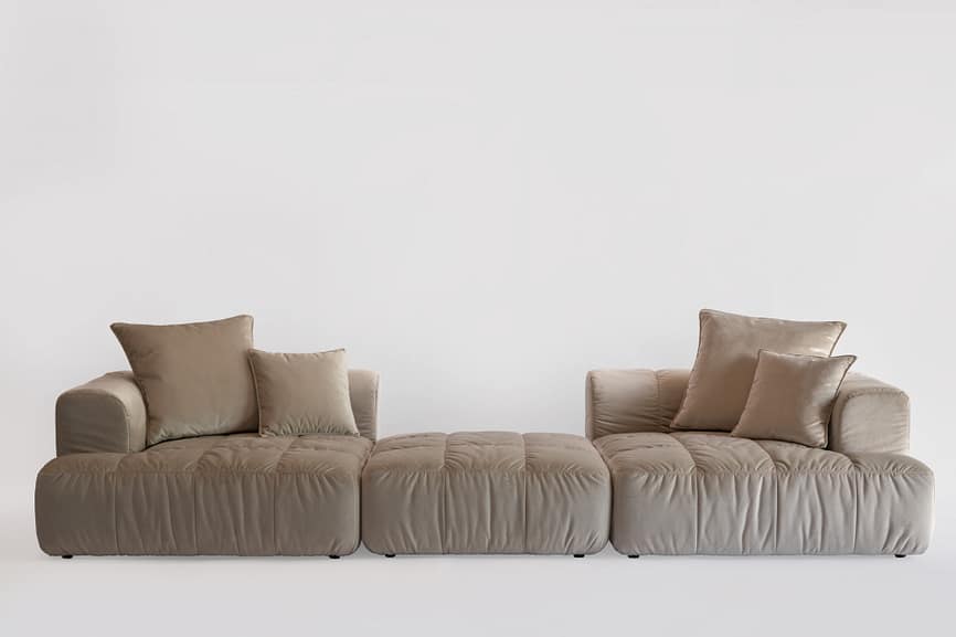 Canapea Club 3 cu puf în stofă bej