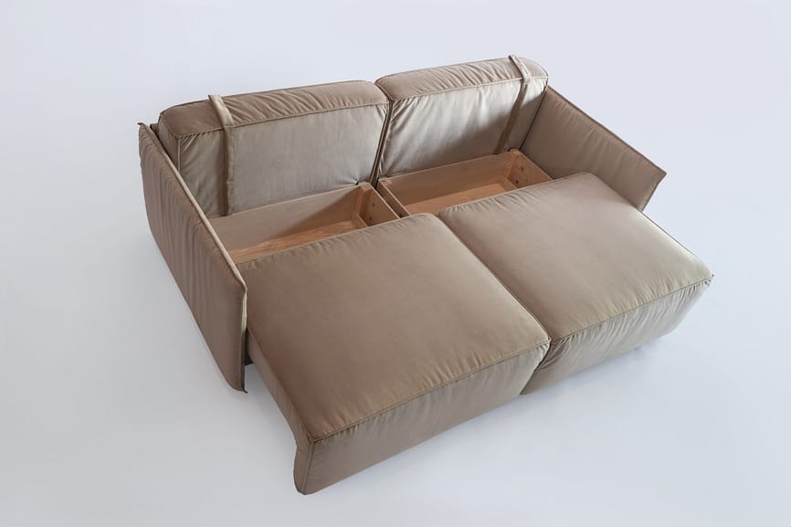 Canapea Montbell S extinsă în poziție de pat, modul complet deschi